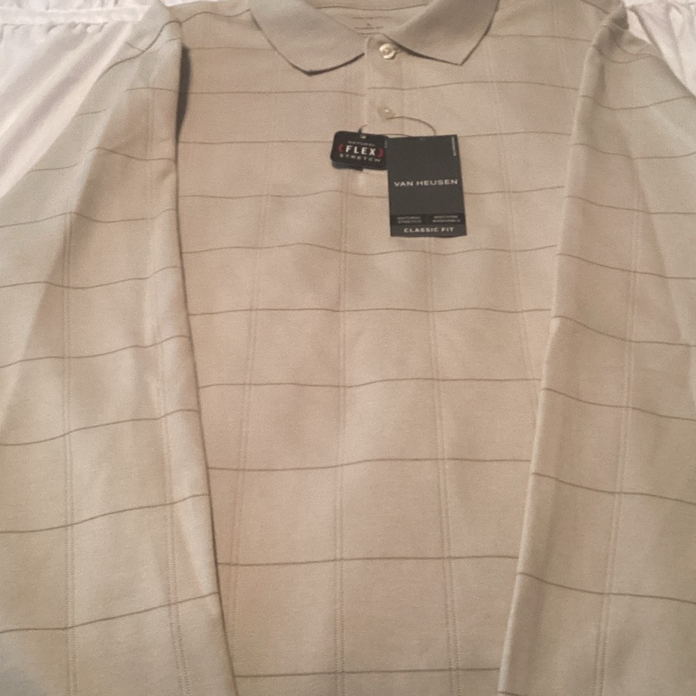 Van Heusen Tan Grid Polo Shirt - Classic Fit